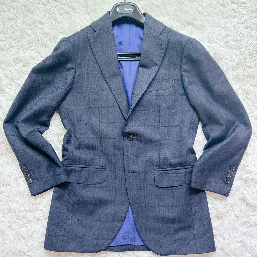 美品 Brilla モヘア スーツ セットアップ 高級 ウィンドペーン ネイビー