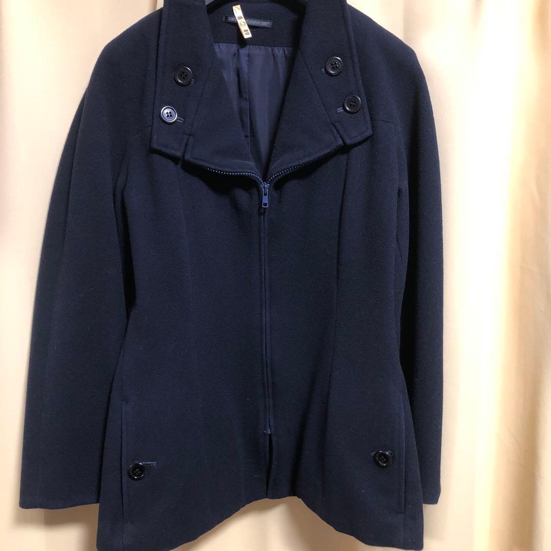 ヨウジヤマモト　ネイビー ウール混合 ピーコート