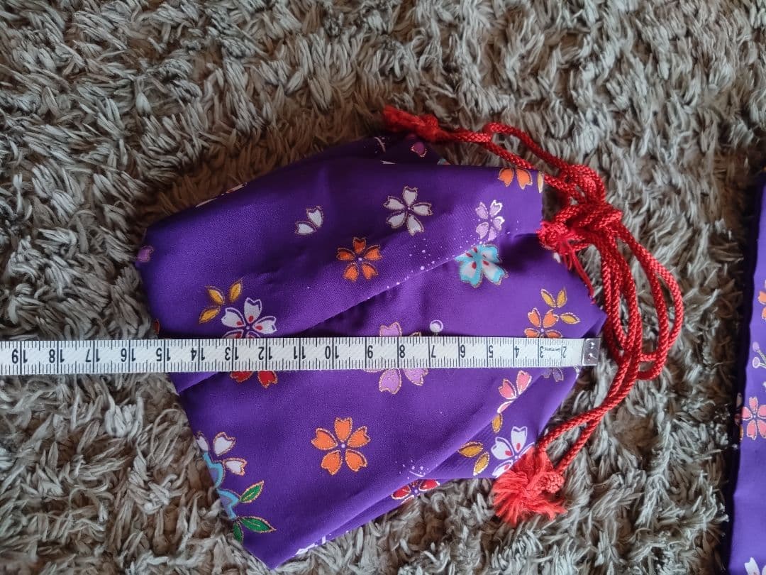 （着画あり）3歳七五三用5点セット 紫色 花柄 着物