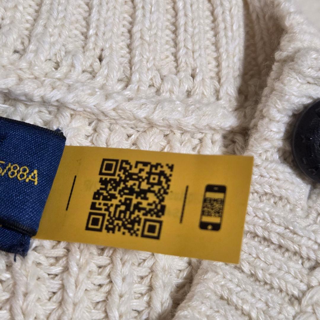 新品　現行　QRコード　ラルフローレン　ニット　ボーダー　リネン　ボタン　XS