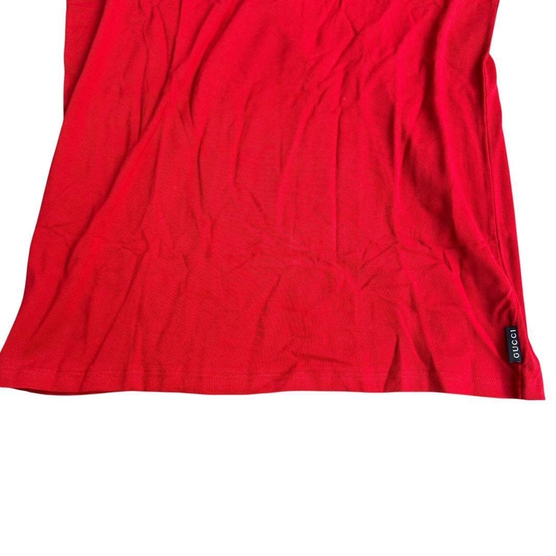 希少色 Lサイズ GUCCI グッチ ロゴ刺繍 ポロシャツ レッド