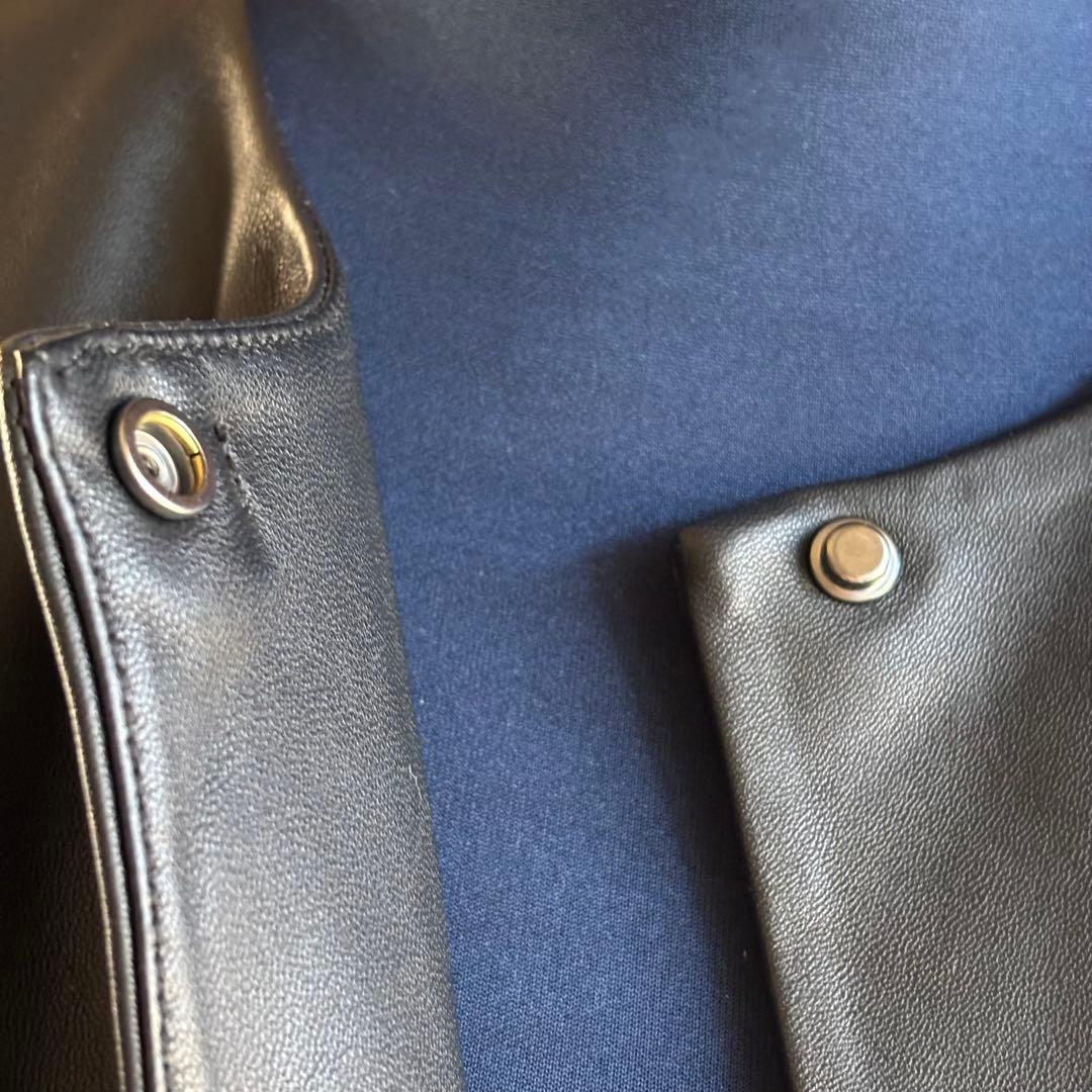 LYBY LYCKA 羊革ノーカラーレザージャケット 11AR ブラック 軽量