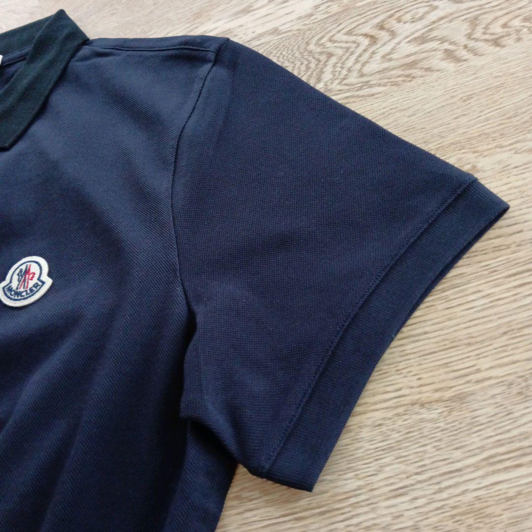 【新品】MONCLER 2トーンカラー 襟ロゴ ポロシャツ/鹿の子 M