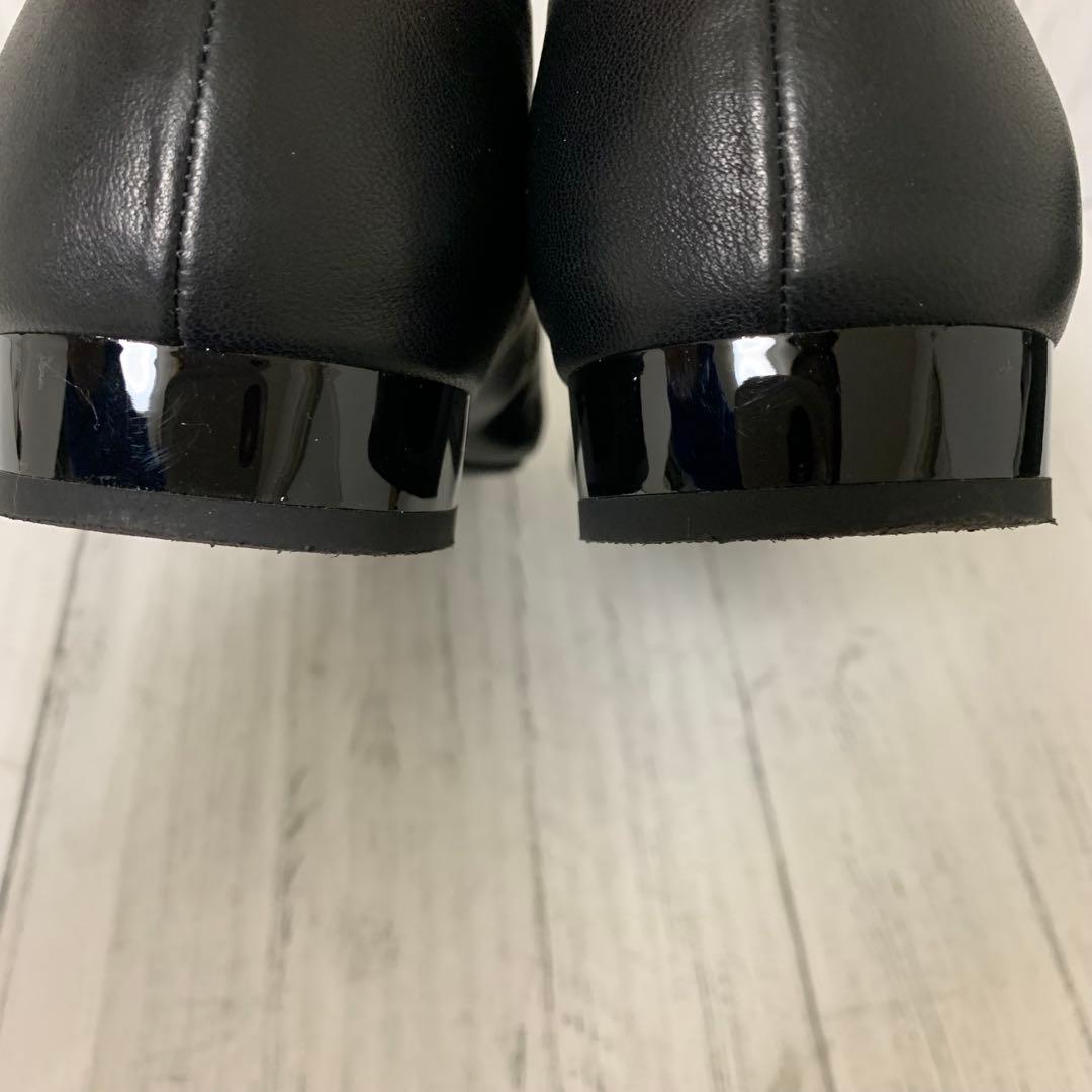 【超美品】HIMIKOゴールドメタルアクセントパンプス本革24㎝Vカット