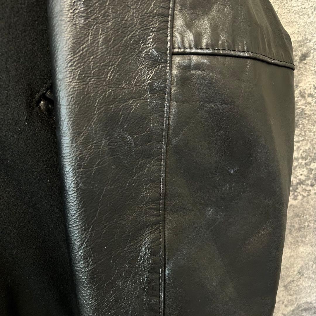 90s ヴィンテージ 刺繍　本革スタジャン　オールブラック　XL アメリカ製