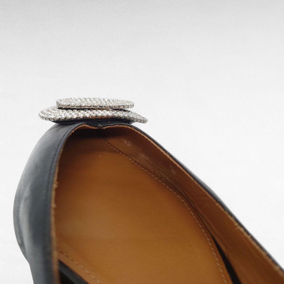 PIPPICHIC ピッピシック JEWERLY 黒 レザー フラットシューズ