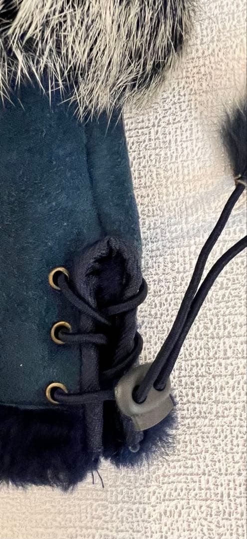 UGG 指だしグローブネイビー ファー付き