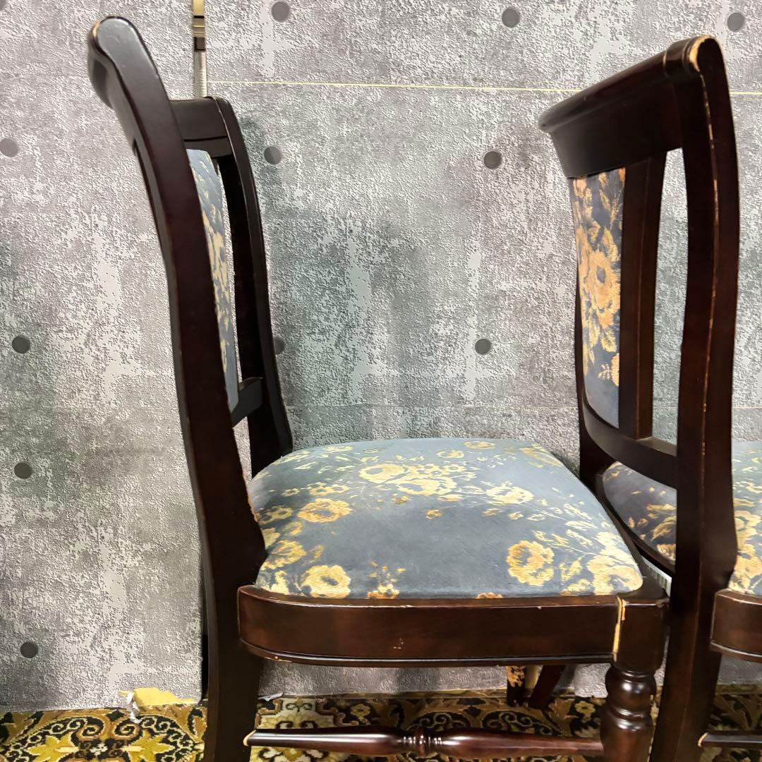 ꧁カリモク家具 karimoku꧂花柄ダイニングチェア2脚 食卓椅子 いす イス