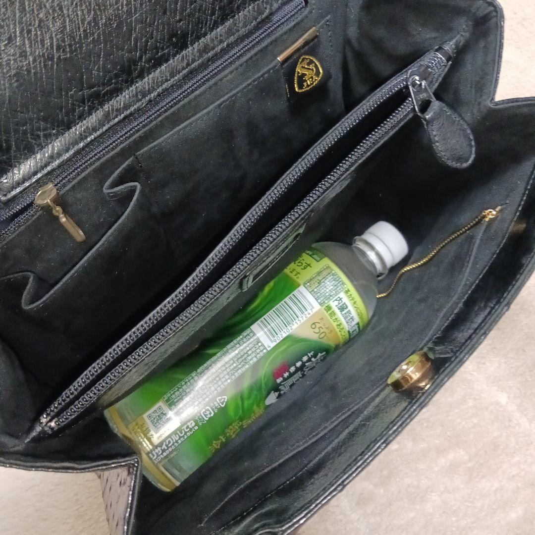 【極美品】JRA認定 OSTRICH ハンドバッグ ブラック 日本製