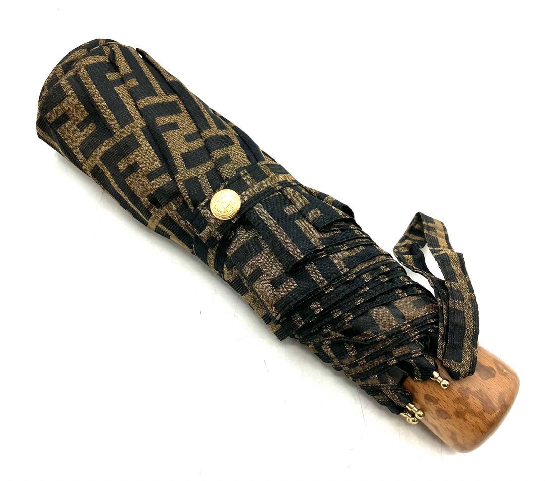 FENDI フェンディ ズッカ柄 アンブレラ キャンバス 折りたたみ傘 ケース付