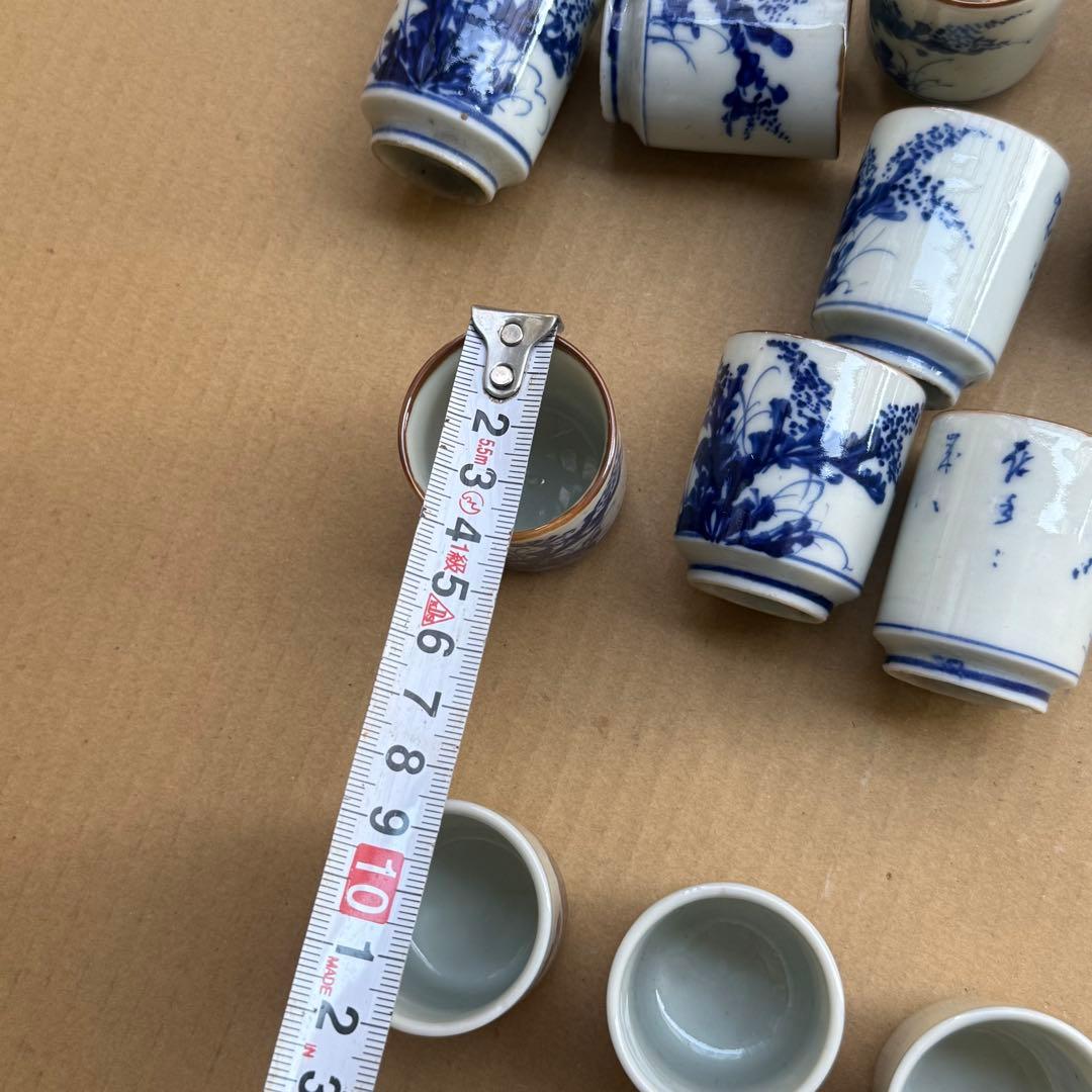 明治時代 瀬戸 染付 時代 湯呑 22点セット 茶道具