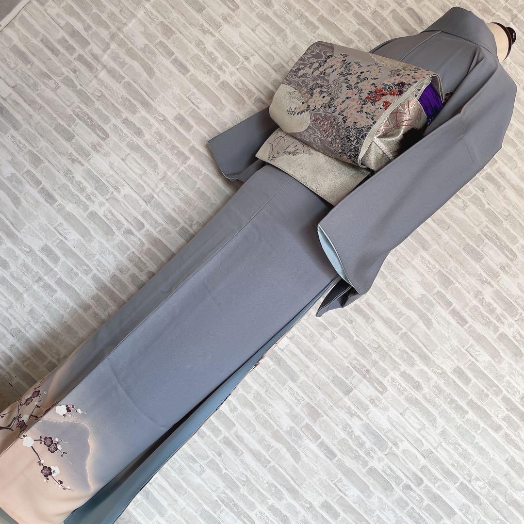 訪問着　帯　のみ　遠山紋様　梅の木　鶴　幔幕文　金彩加工　入学式　卒業式　H6