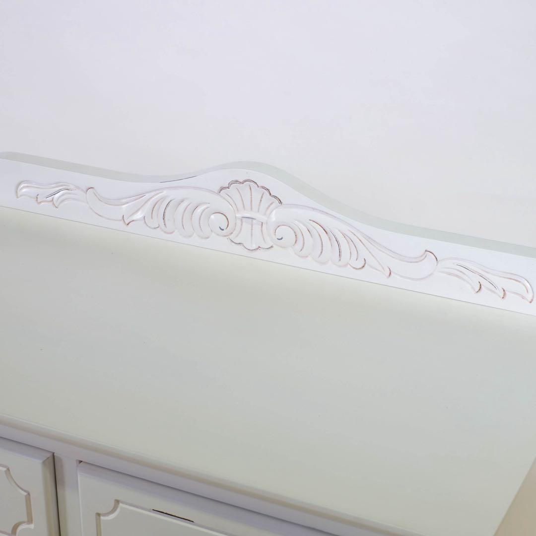 H新品 アンティーク調 キャビネット 75 白リビング収納 飾り棚 サイドボード