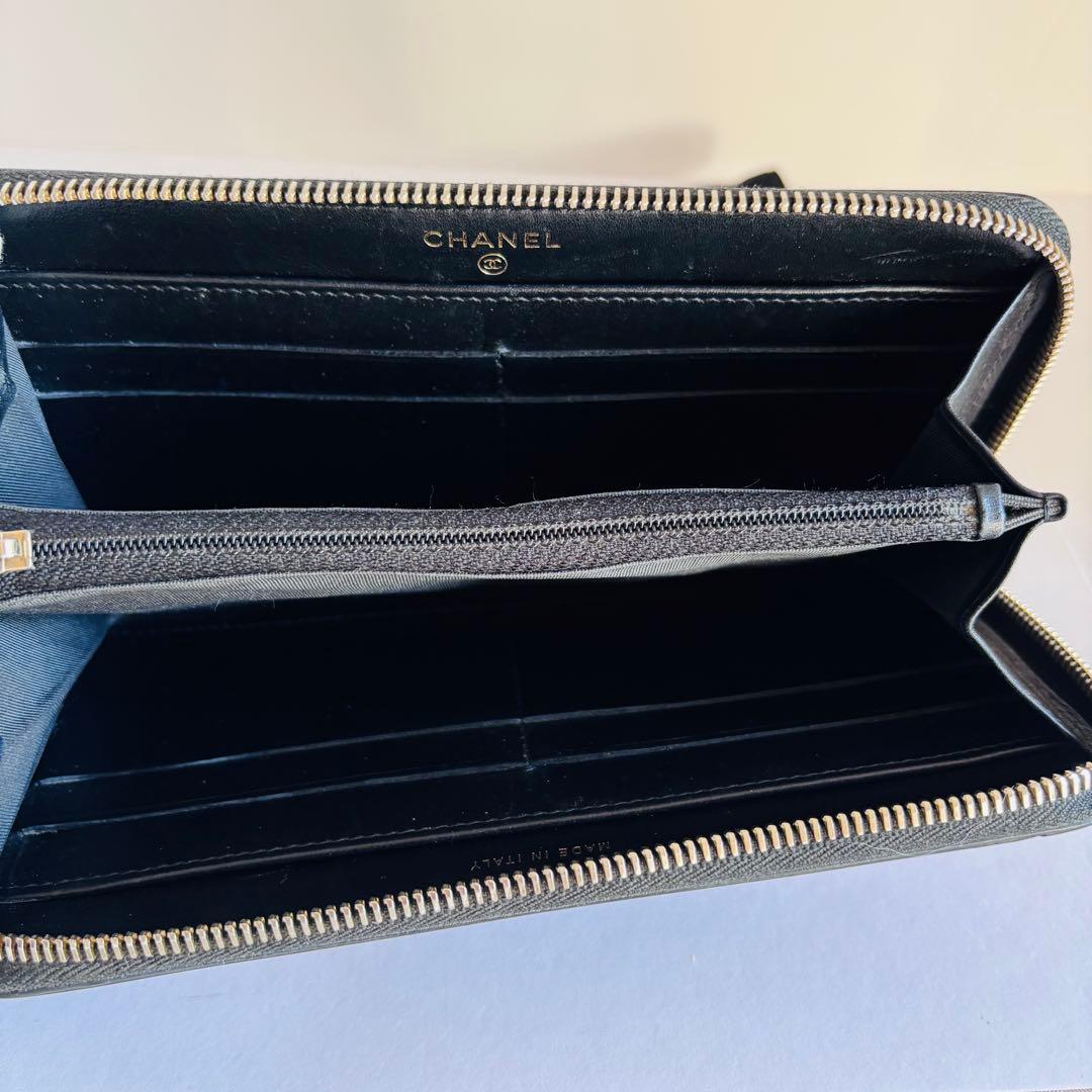 【美品】シャネル　CCフィリグリー　マトラッセ　ラウンドファスナー　長財布