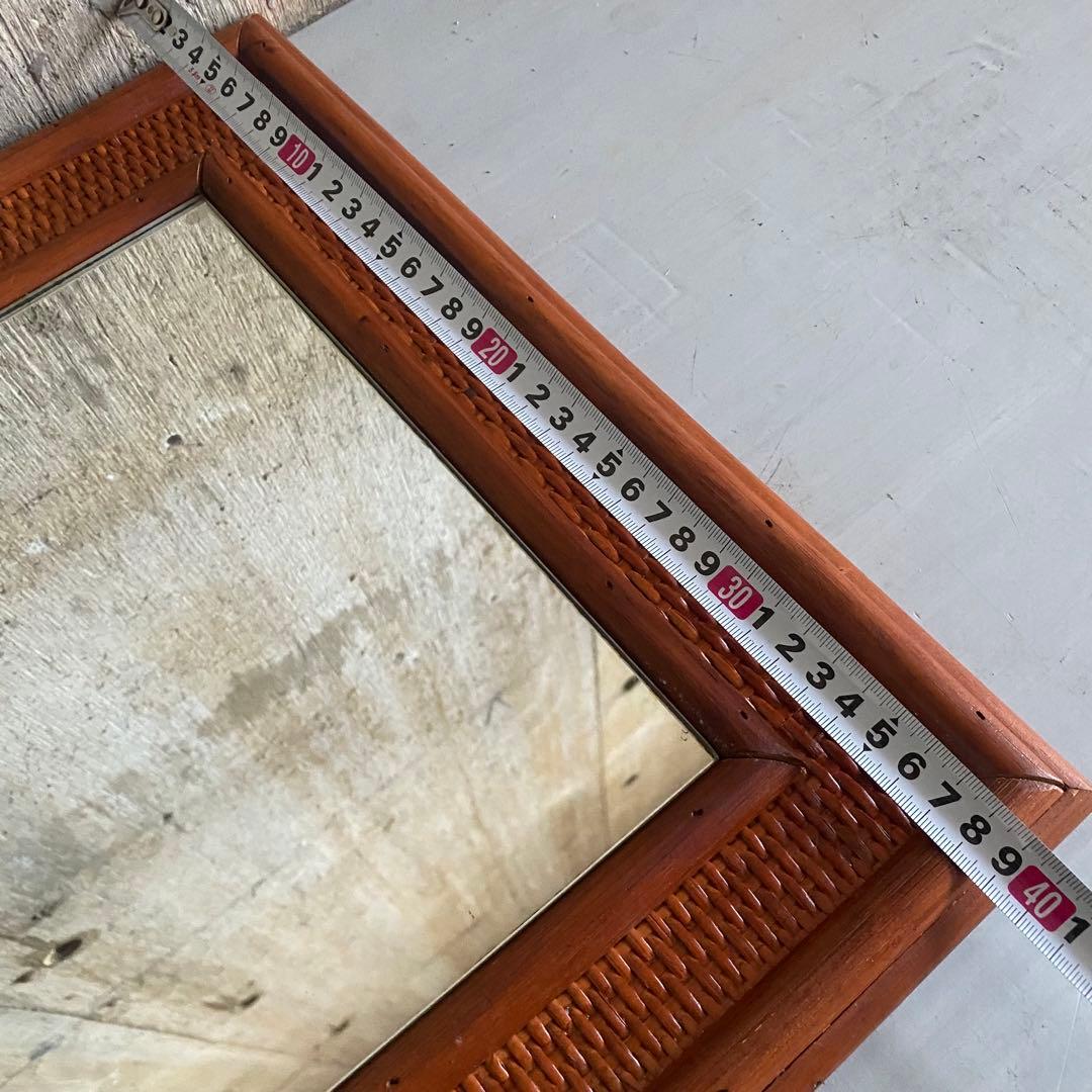 ラタン　籐　ウォールミラー　姿見　ヴィンテージ