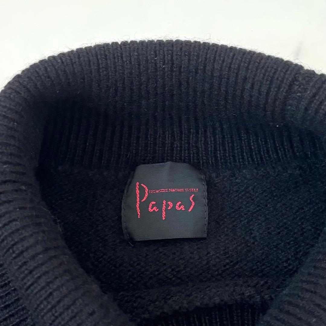 【美品 近年モデル】パパス カシミヤ100% タートルネックニット 黒 50 L