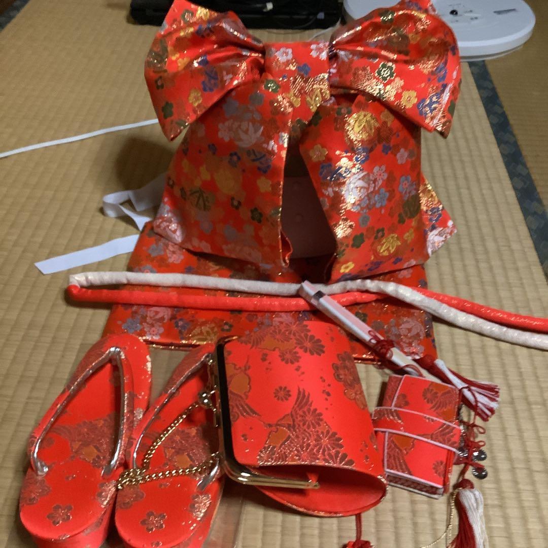 七五三　7歳用作り帯　筥迫セット　帯幅18センチ　草履21センチ