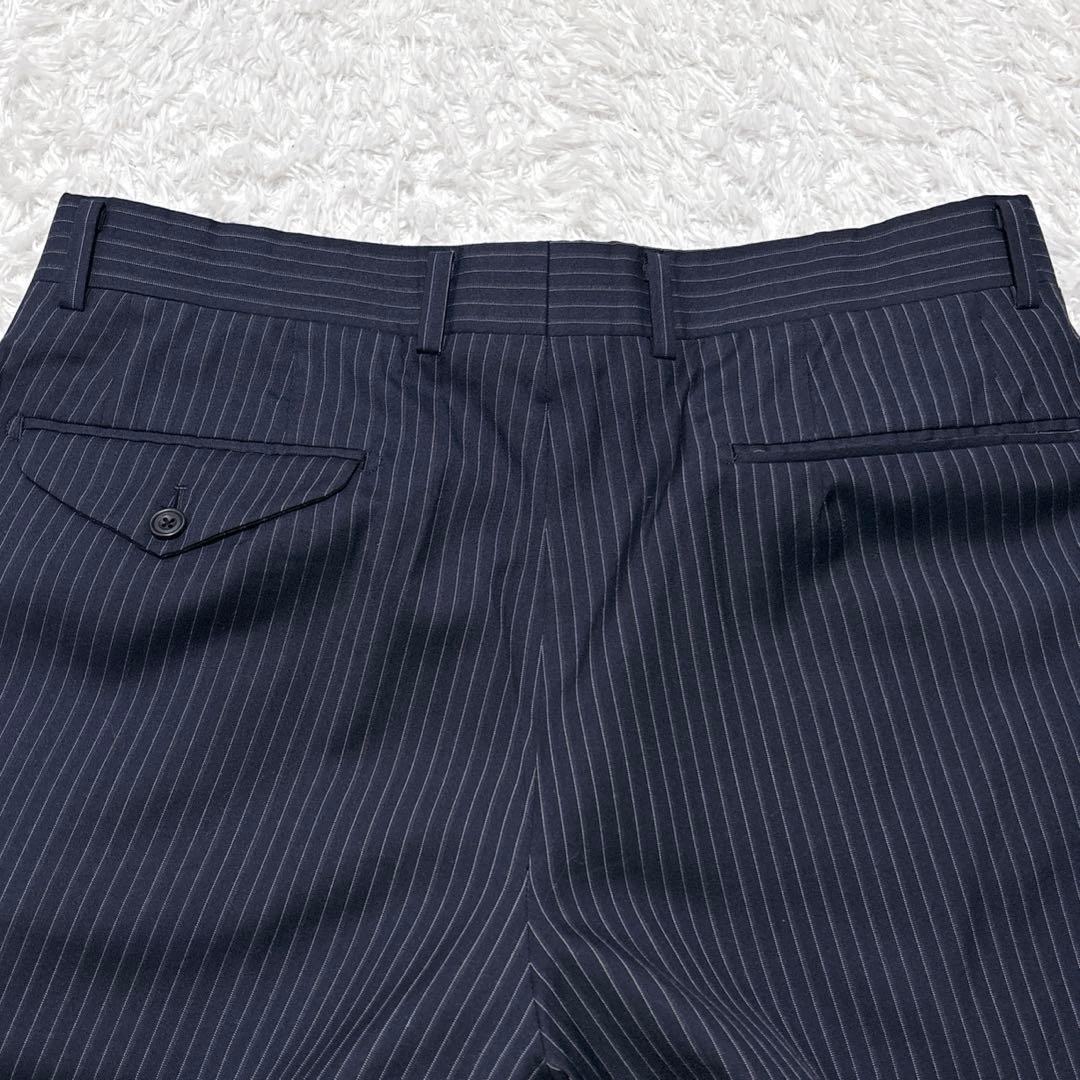 シルク混✨バーバリーロンドン セットアップ スーツ ストライプ AB4 ネイビー