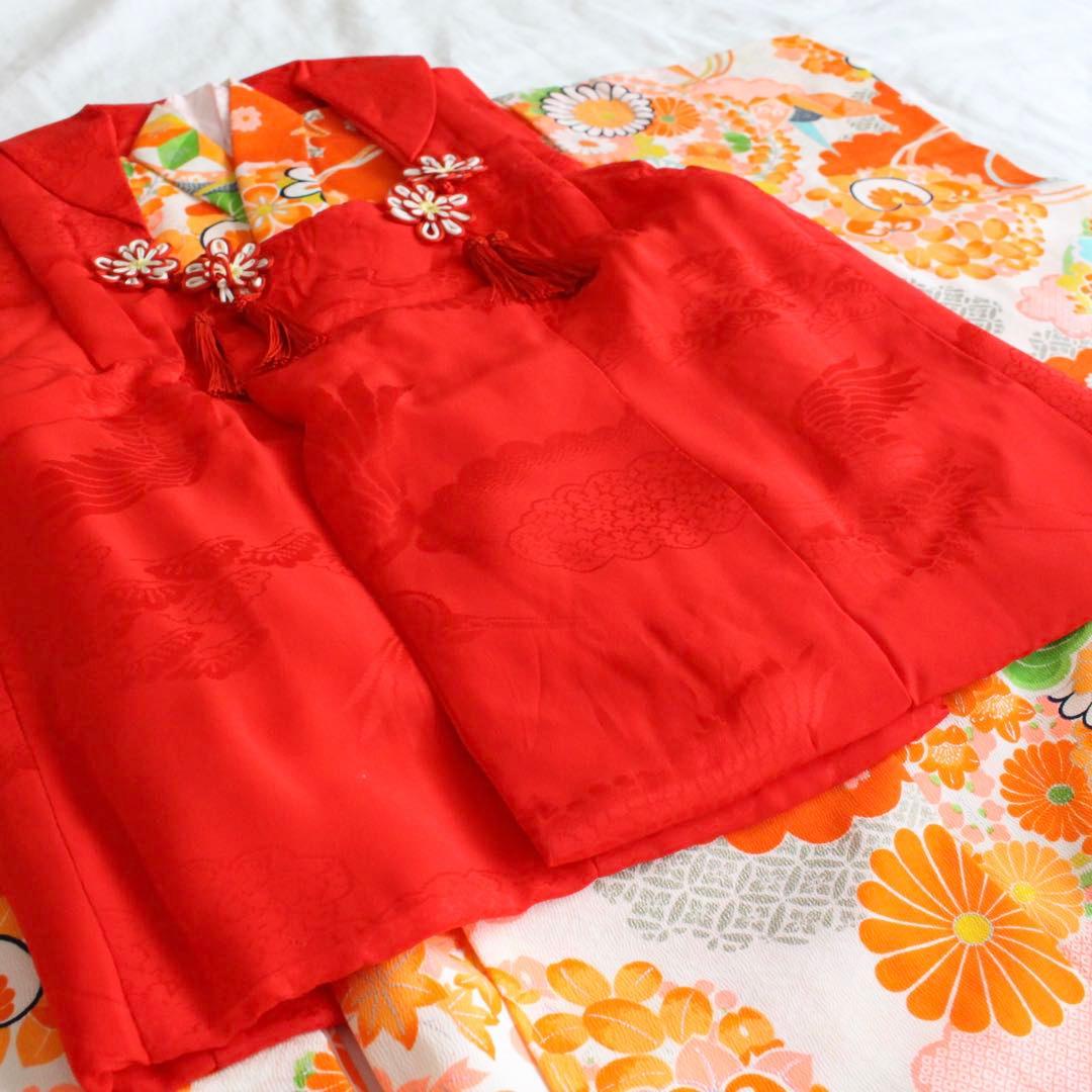 七五三 3歳 女の子 子供 折り鶴 着物 被布 セット