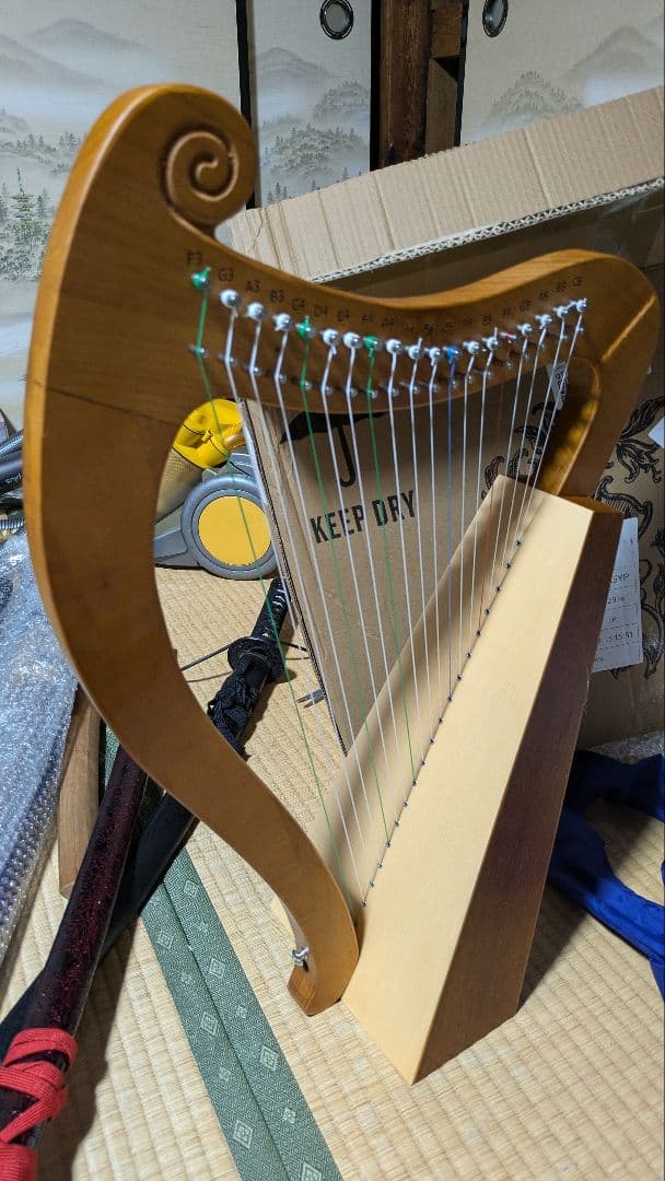 【値下げ】19弦ハープ 木製 弦楽器 インテリア 撮影小道具