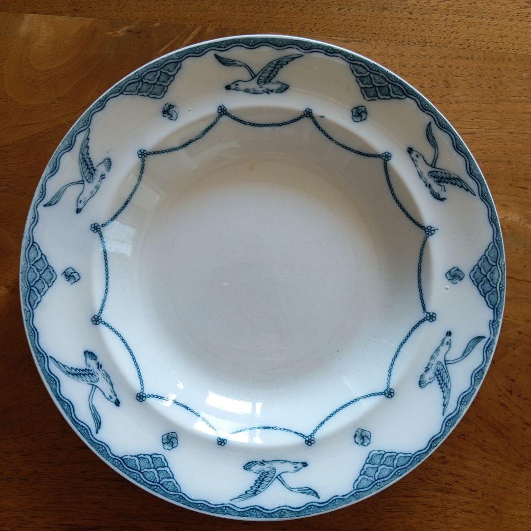 オーレスンド　グスタフスベリ　かもめ　アンティーク　21cm　スープ皿　２枚