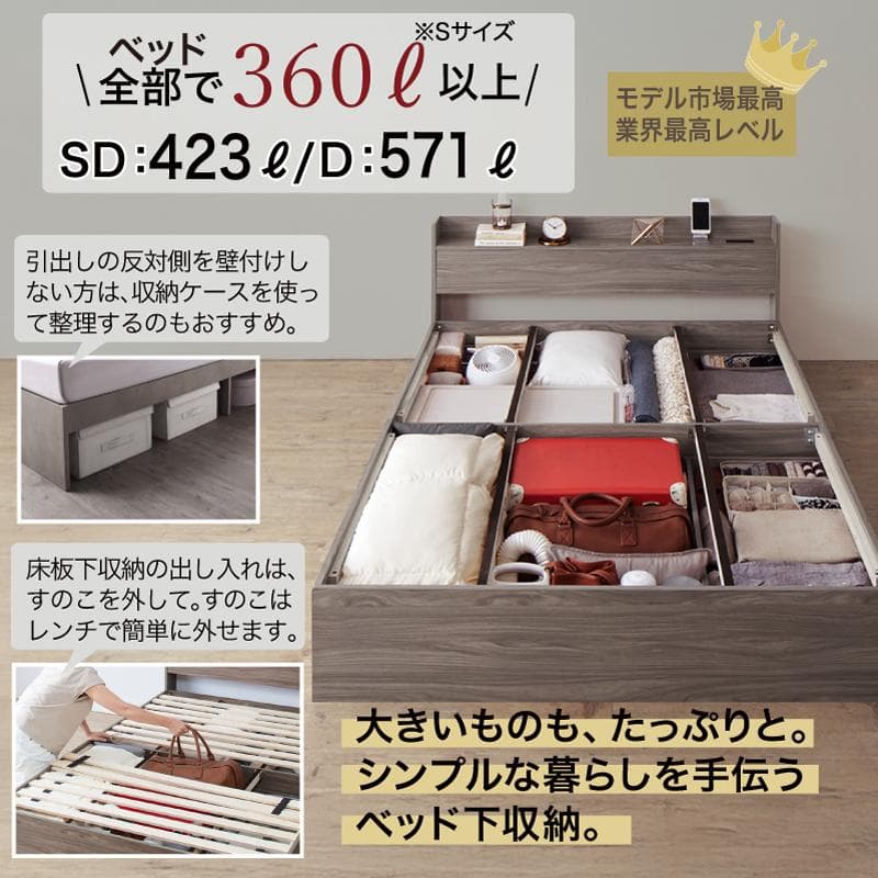 【最安値】シングルベッド 収納ベッド マットレス付き 新品送料込