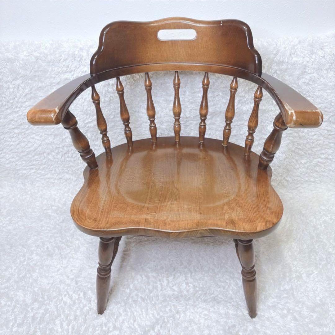 飛騨産業 ウィンザーチェア アーム ダイニングチェア レトロ キツツキマーク ②