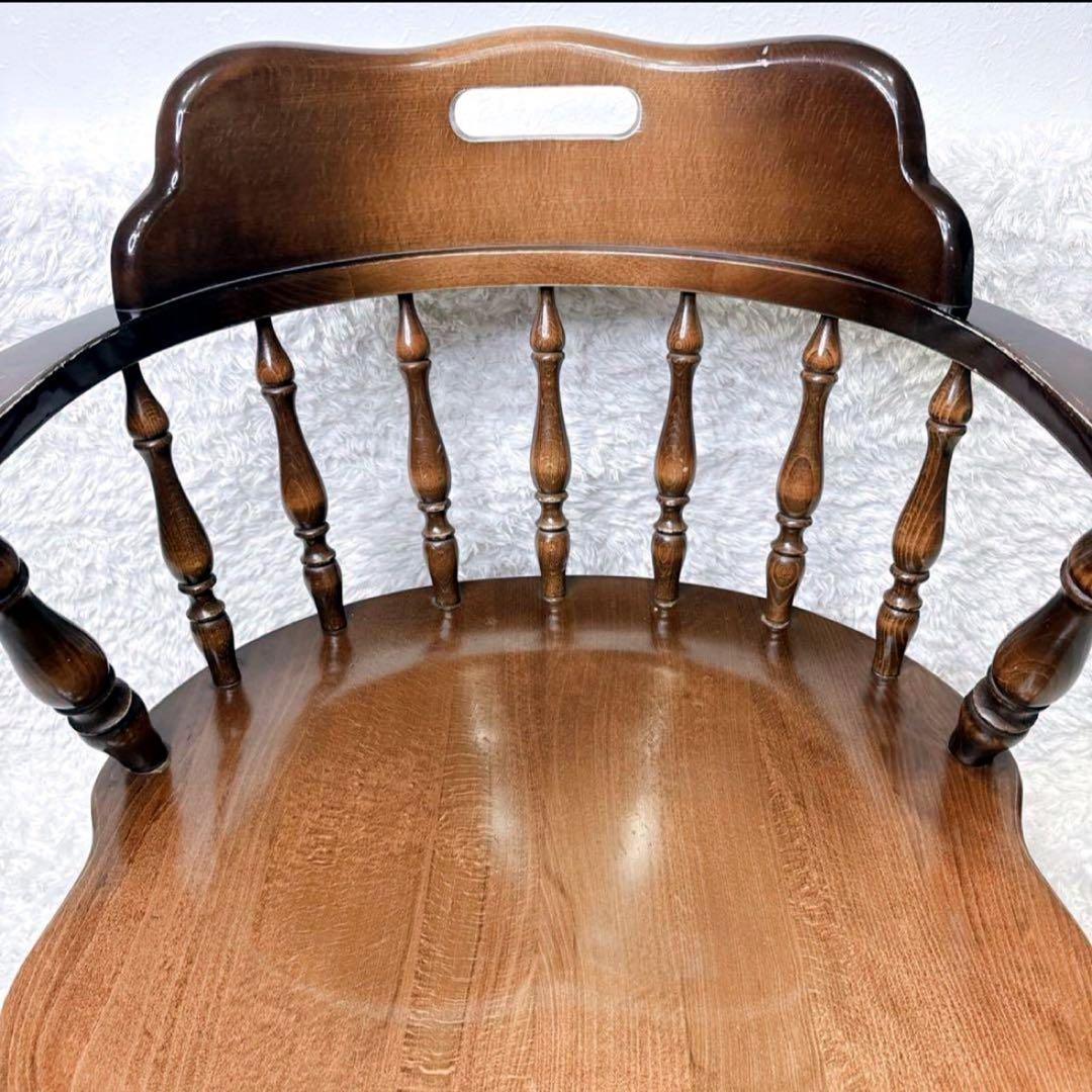 飛騨産業 ウィンザーチェア アーム ダイニングチェア レトロ キツツキマーク ②