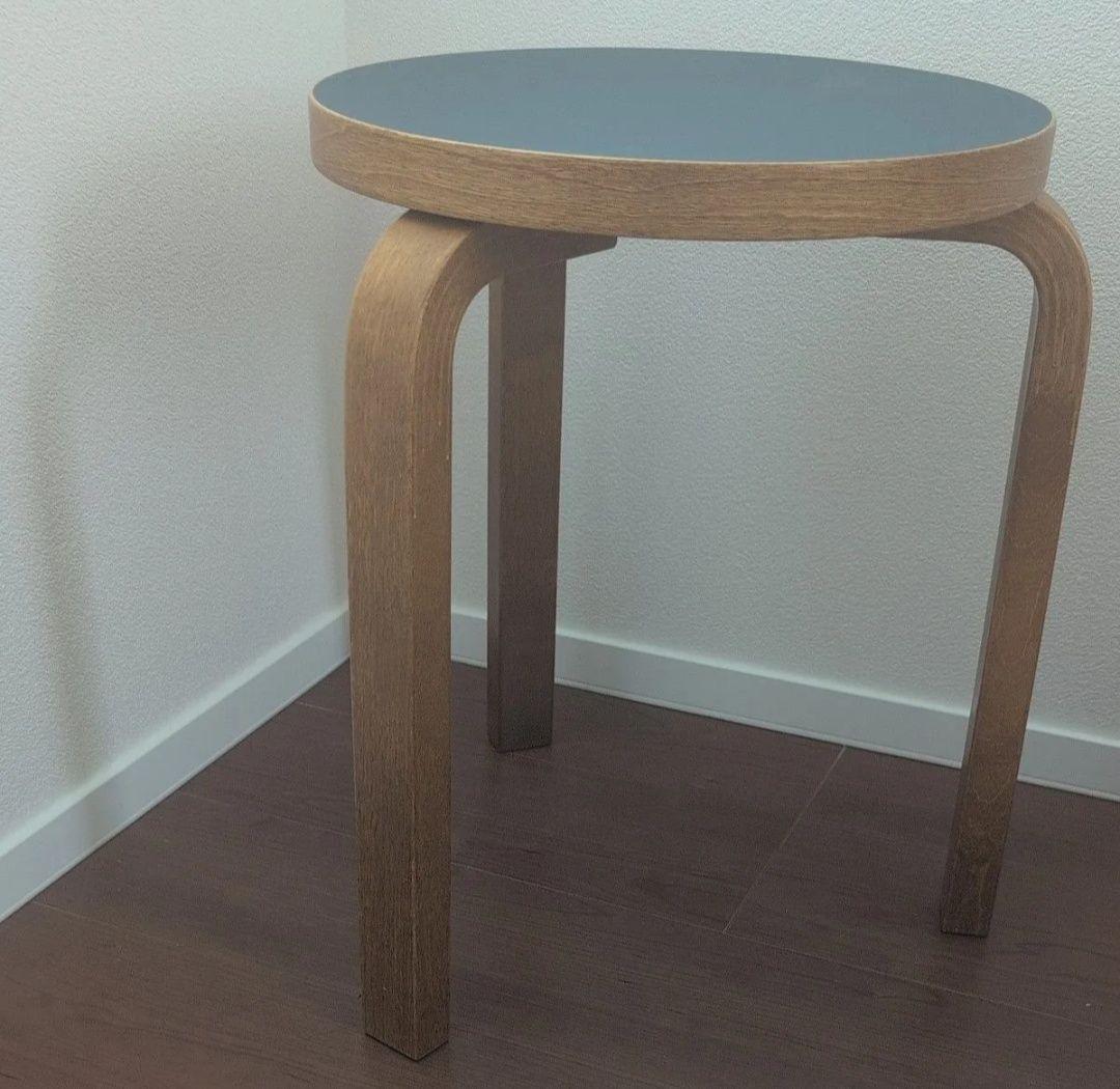 Artek Stool60リノリウムスモーキーブルー×ハニー　スコープ別注三本脚