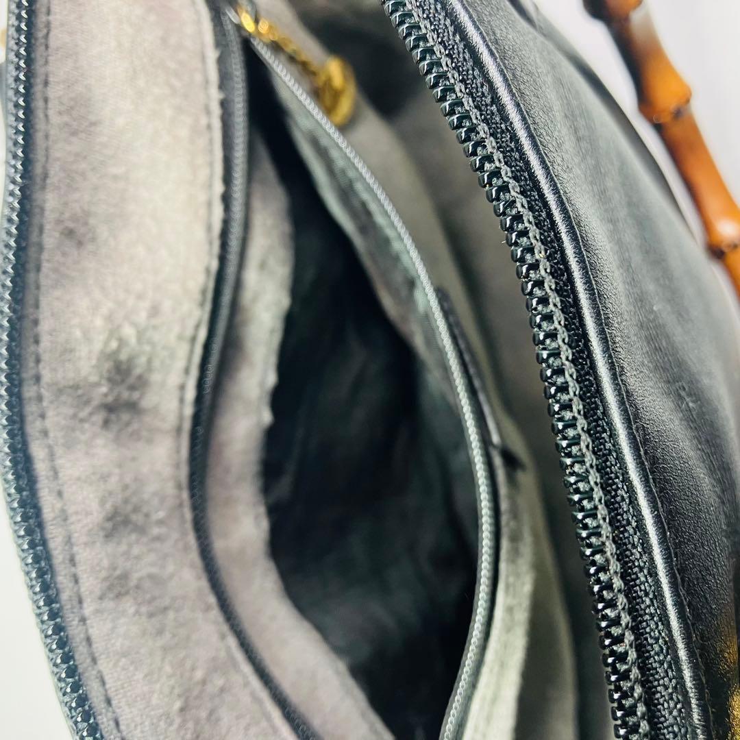 美品　GUCCI オールド　グッチ　バンブー　2way ショルダー　バッグ　黒