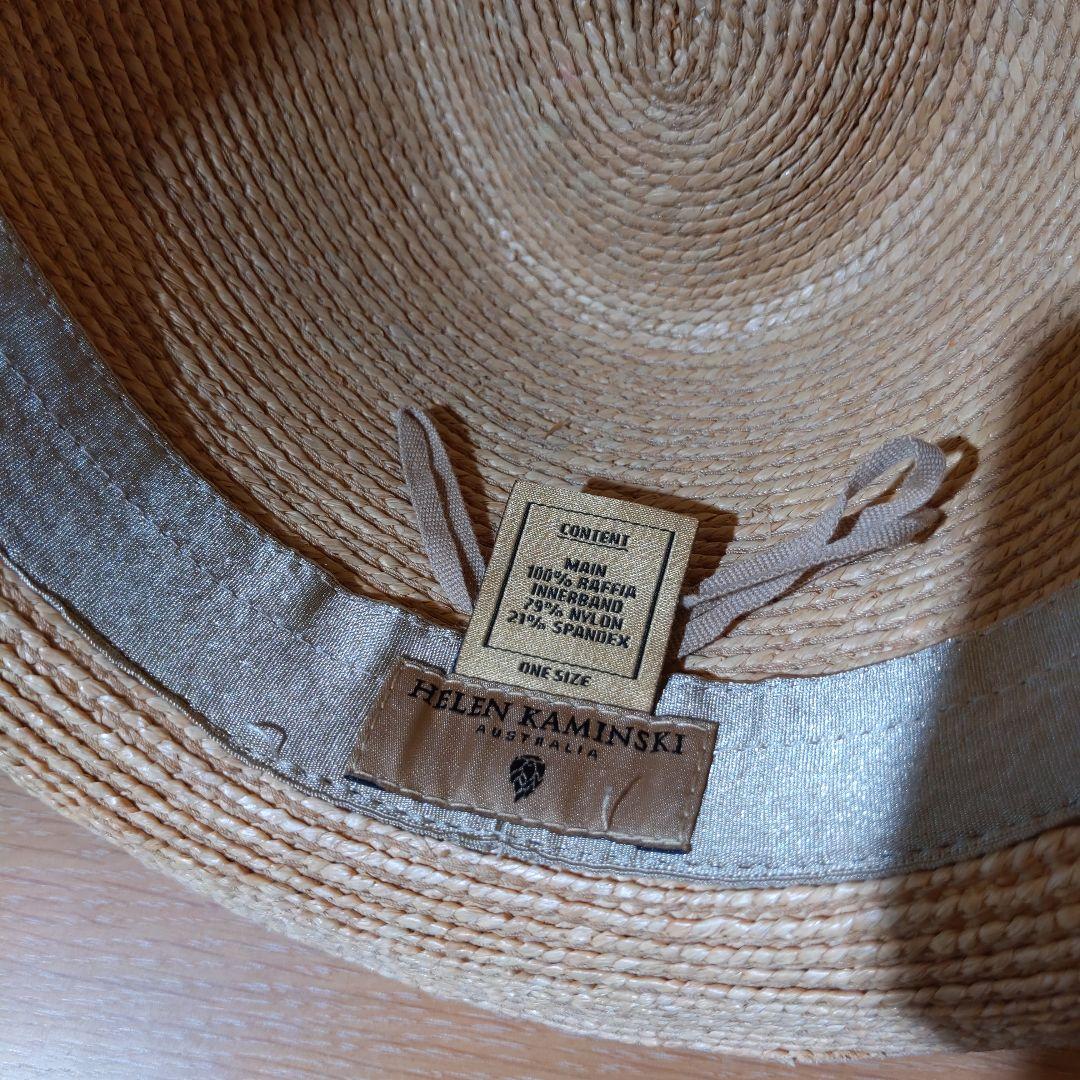 ヘレンカミンスキー　ラファイア　ベージュ ストローハット フェドーラスタイル