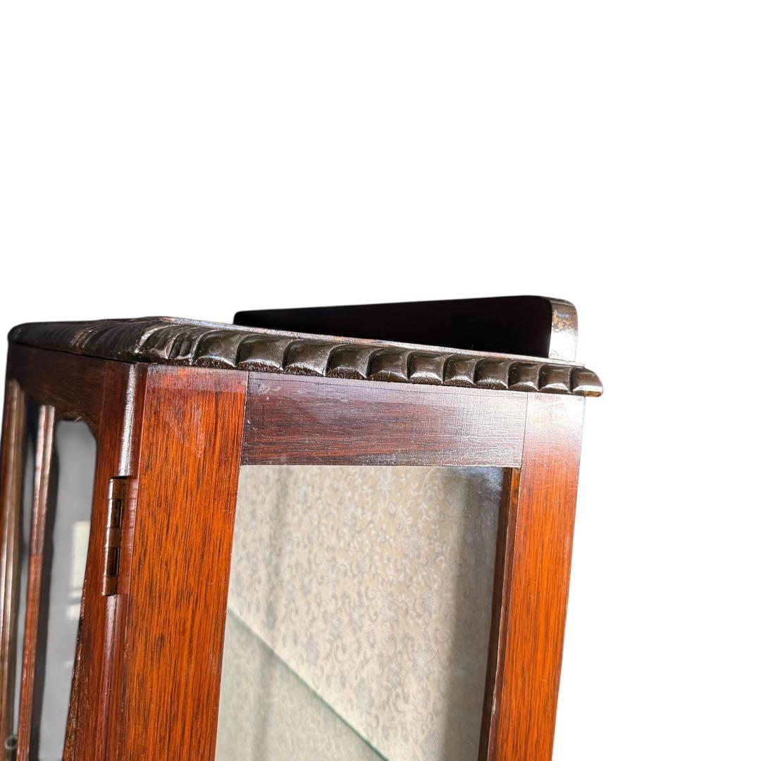 HR765 アンティーク　キュリオケース　英国　鍵付き　３面彩光　猫脚