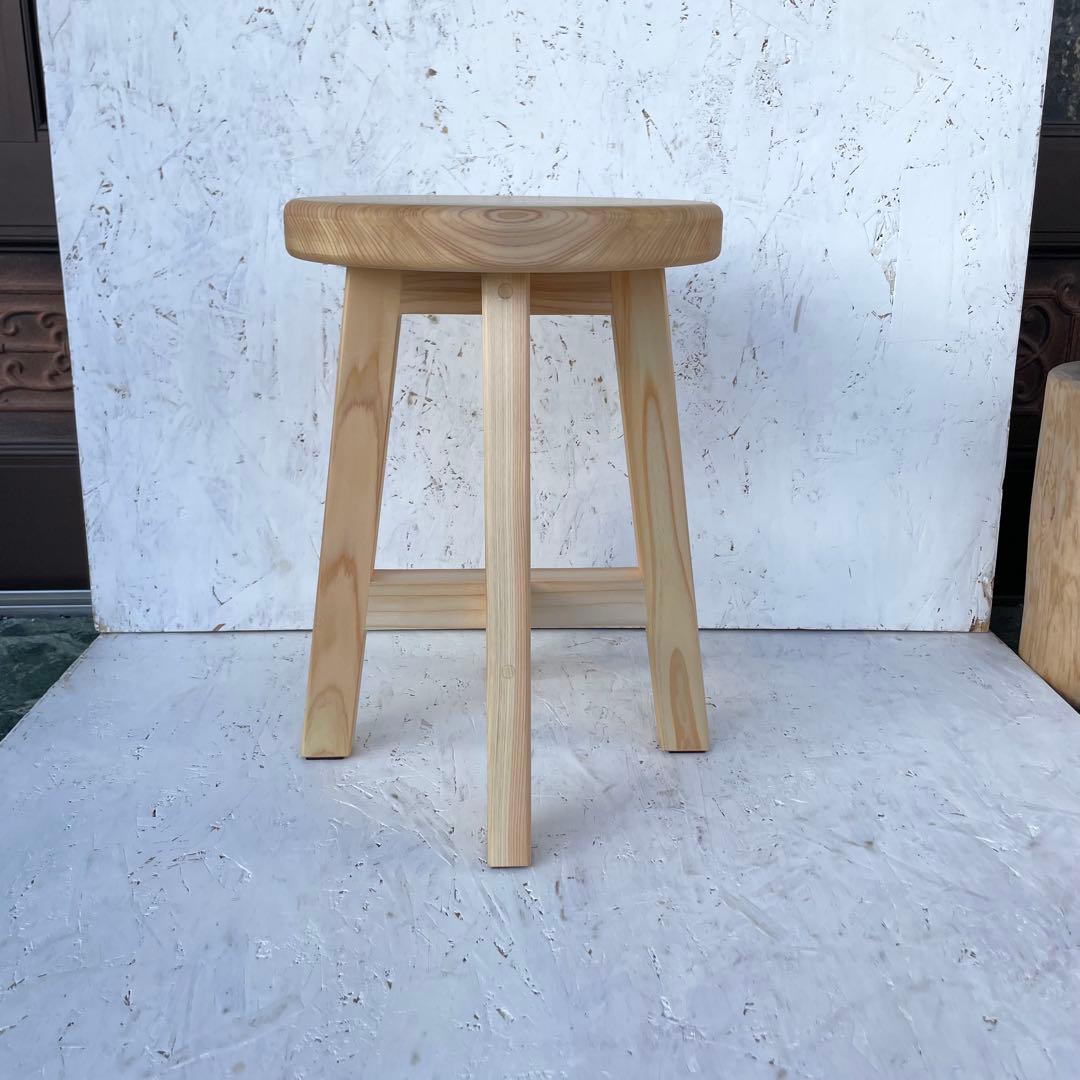 Aki 国産ひのき　丸椅子　木製スツール　4脚