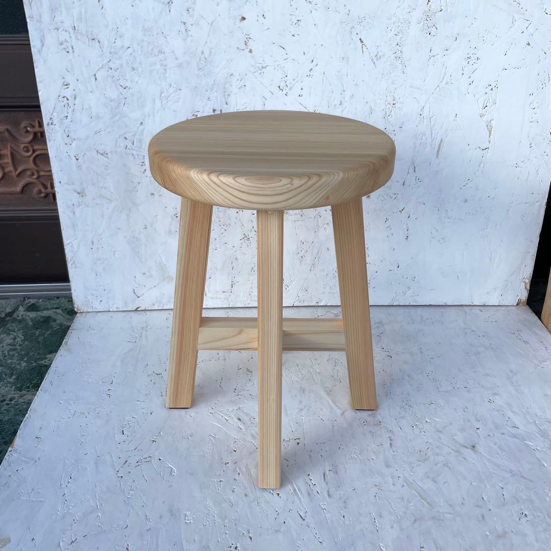 Aki 国産ひのき　丸椅子　木製スツール　4脚
