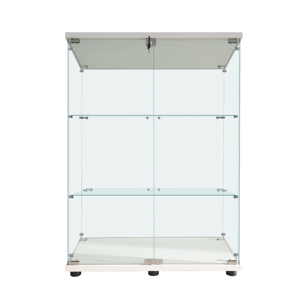 【新品】人気No.1！3段ワイドガラスケース白｜支柱なし全面ガラス｜フィギュア棚