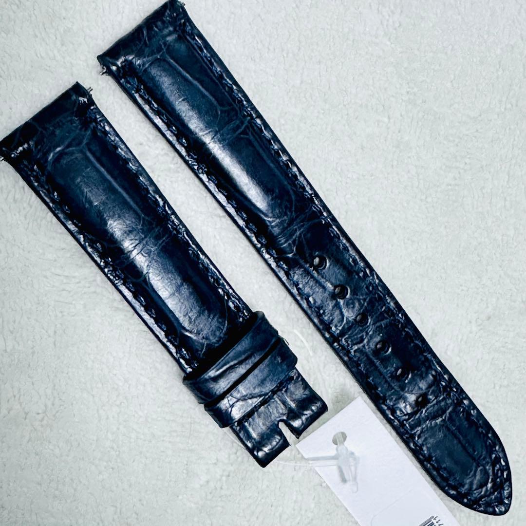 1032#18mm-16mmミッドナイトブルー★本物クロコダイルベルト★スイス製