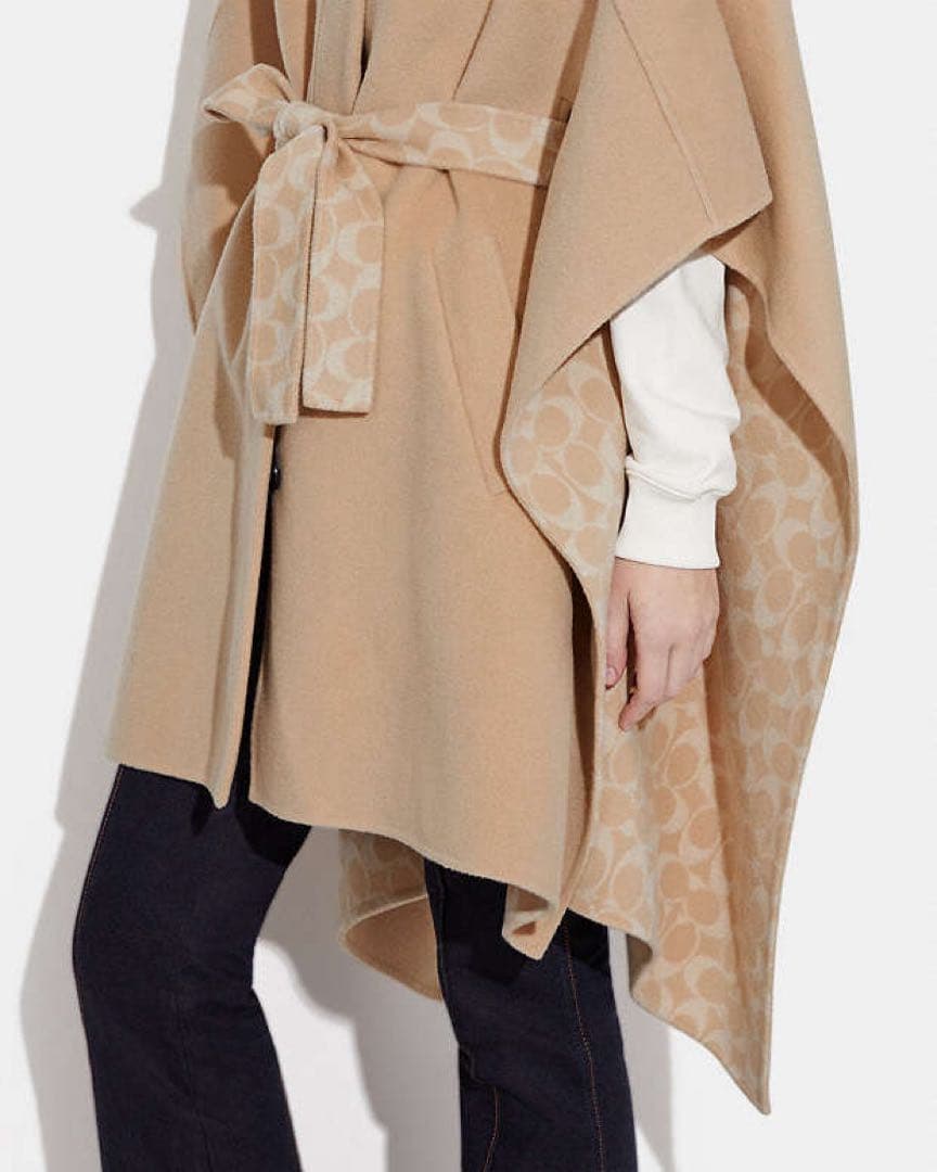 【美品】COACH ダブルフェイス ケープコート シグネチャー