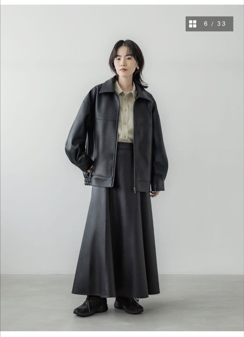 crewre フェイクレザージップブルゾン black 完売品