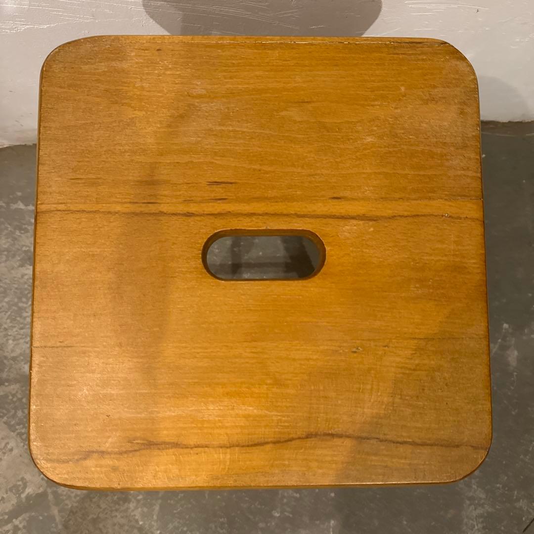 ヴィンテージ　木製サイドテーブル　　スツール　スクエア