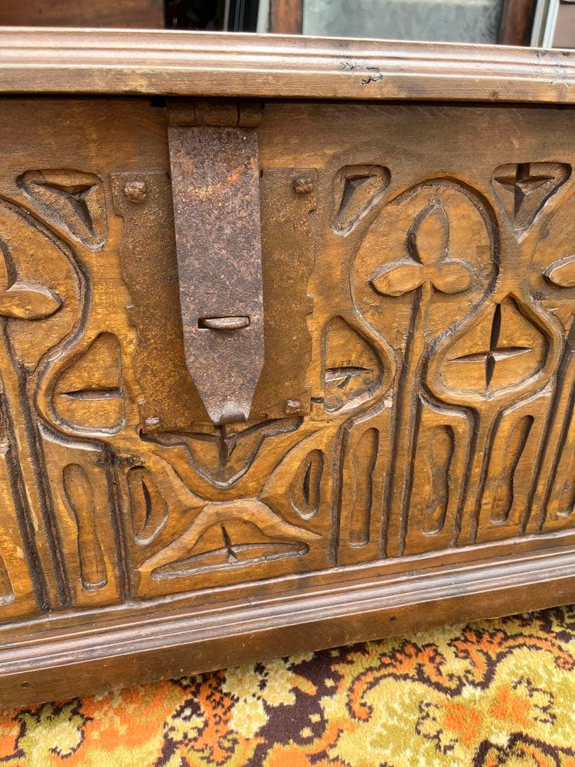 コファ ローテーブル 収納 ベンチ アンティーク ビンテージ インテリア 木彫り