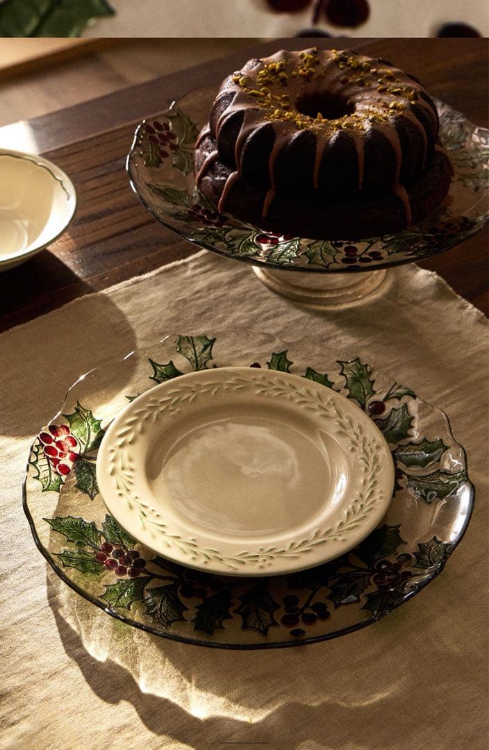 クリスマス ヒイラギ プレート 4枚セット