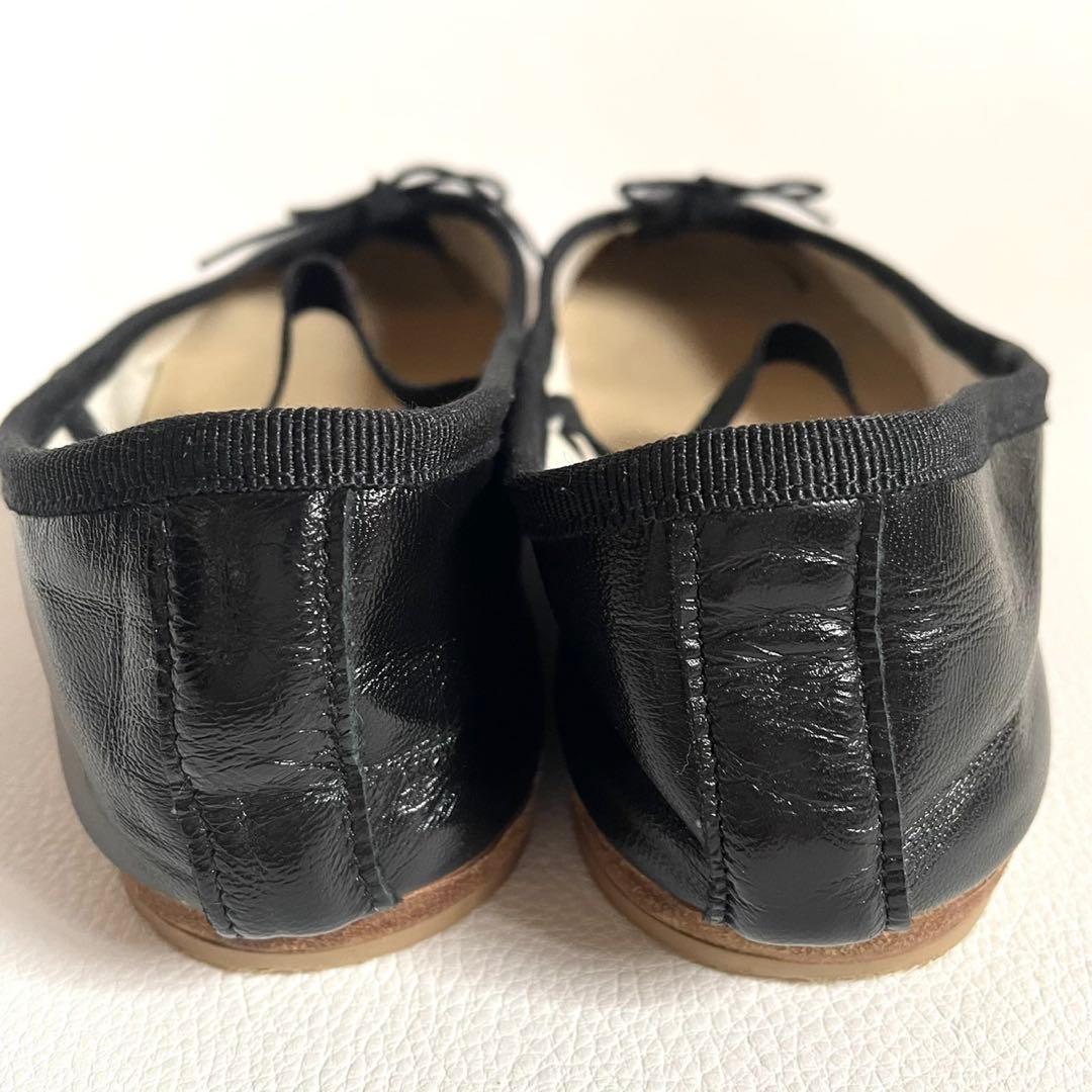 裏貼り済＊ポルセリ バレエシューズ ブラックストラップ 37
