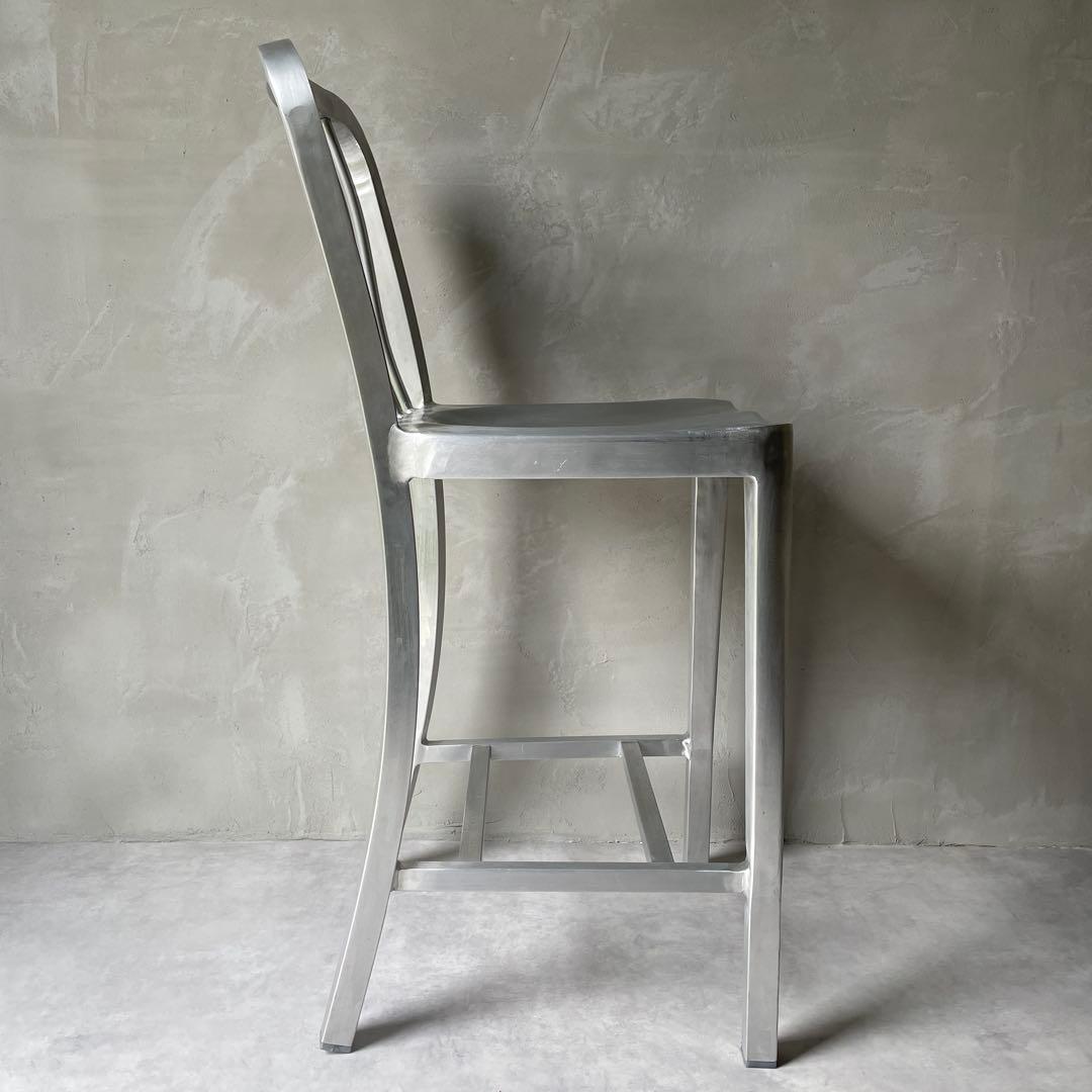 ネイビーチェア　アルミ製　ハイチェア　ハイスツール　シルバー　軽量