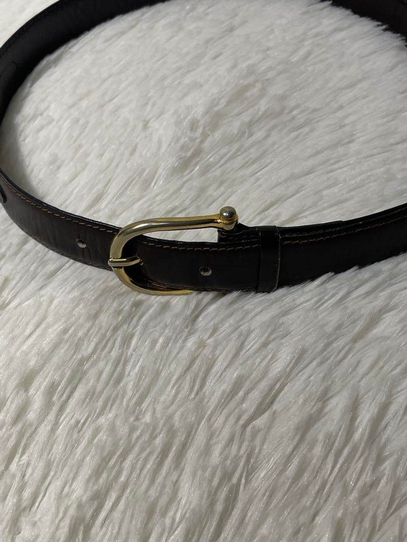 CELINE セリーヌ 本革 レザーベルト ダークブラウン イタリア製