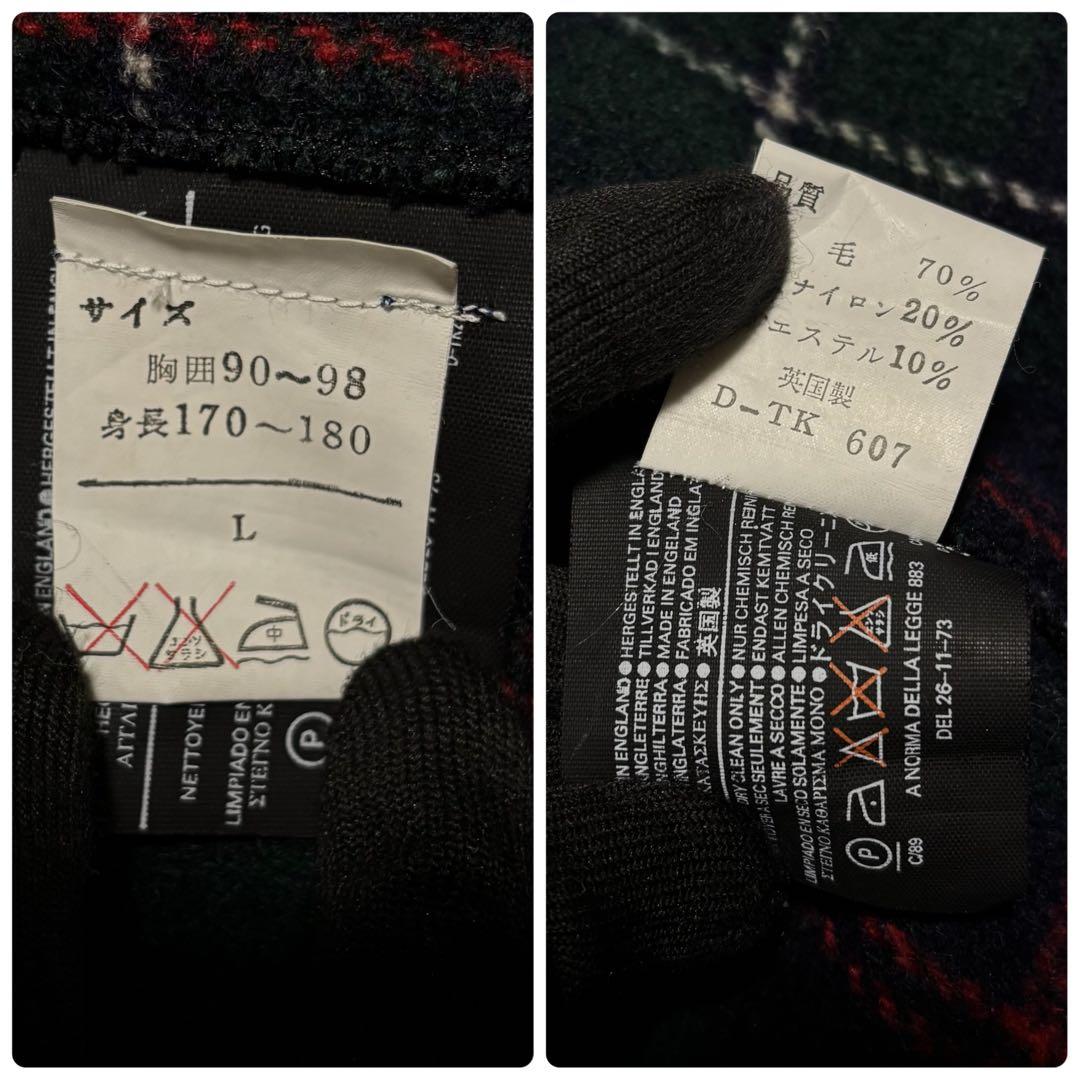 ✨極美品✨グローバーオール ダッフルコート チェック モンティ 英国製 ネイビー