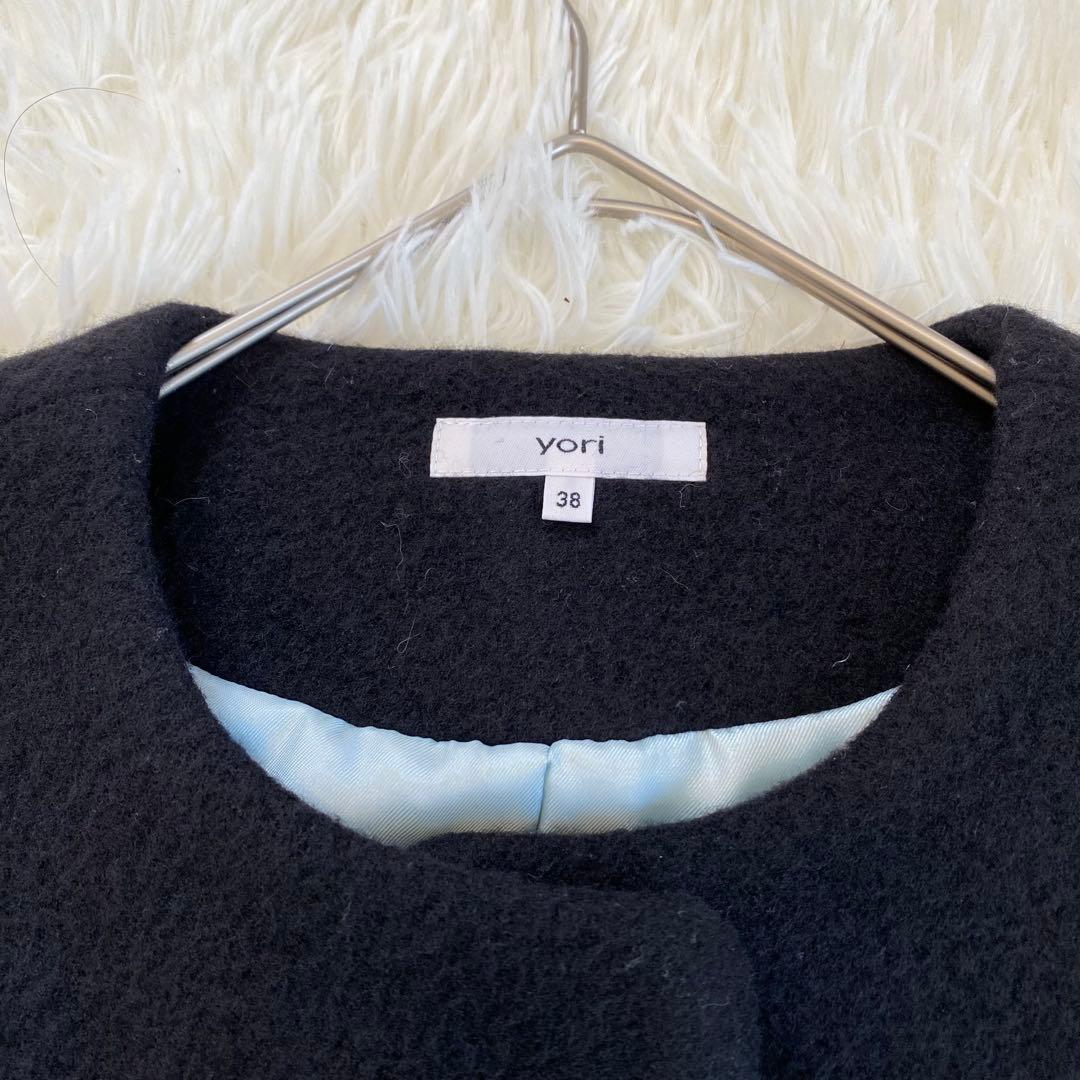 【完売品】yori ヨリ エアリーパフショートコート　ノーカラー　ブラック　38