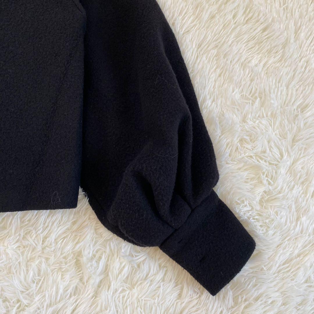 【完売品】yori ヨリ エアリーパフショートコート　ノーカラー　ブラック　38