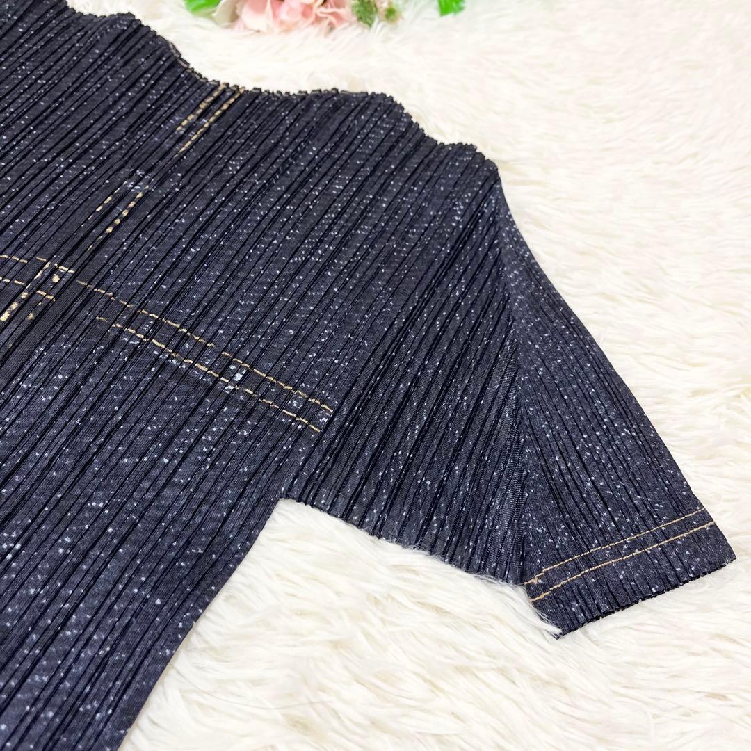 美品　PLEATS PLEASE セットアップ デニム転写 トップス　ロング丈