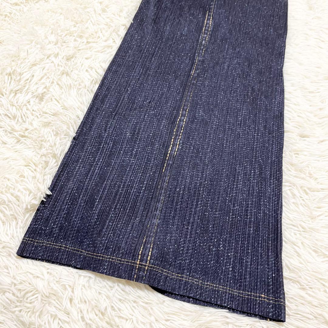 美品　PLEATS PLEASE セットアップ デニム転写 トップス　ロング丈