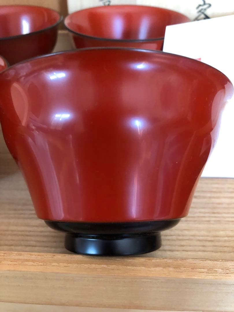 新品未使用品　輪島塗　椀 4客セット 朱色